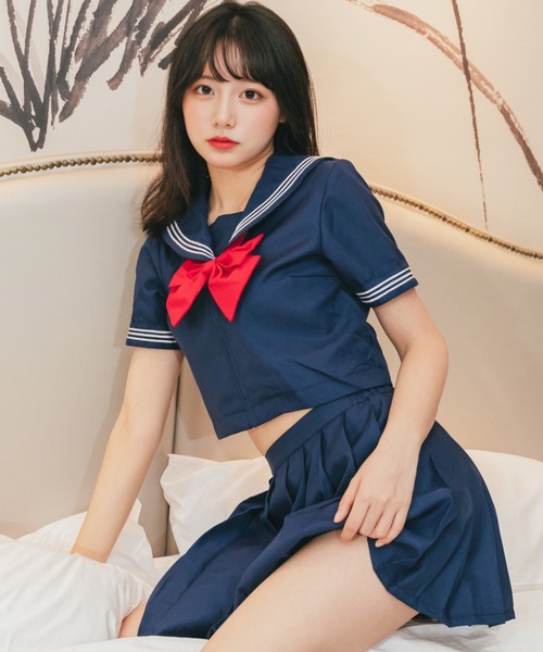 セール】【制服コスプレ3点セット】ポップカラーセーラー服 半袖