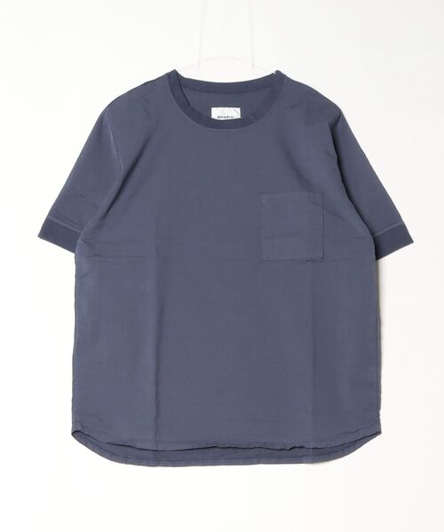 quadro（クオドロ）の「裏毛風二重織ストレッチポケ付きクルー（Tシャツ/カットソー・メンズ・ダークネイビー/オレンジ/ライトベージュ・LARGE/MEDIUM）」の3枚目の写真