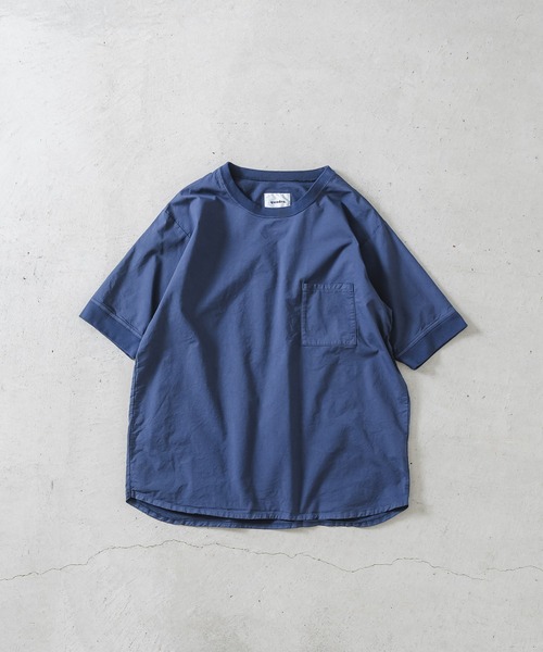 quadro(クオドロ)の「裏毛風二重織ストレッチポケ付きクルー(Tシャツ/カットソー・メンズ・ダークネイビー/オレンジ/ライトベージュ/ブルーグレー・LARGE/MEDIUM)」の6枚目の写真