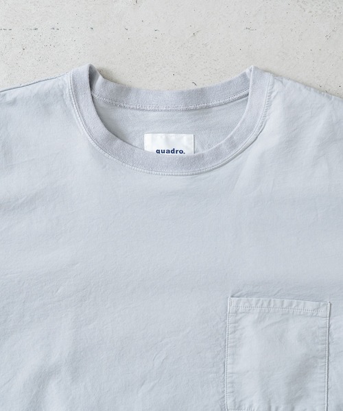 quadro(クオドロ)の「裏毛風二重織ストレッチポケ付きクルー(Tシャツ/カットソー・メンズ・ダークネイビー/オレンジ/ライトベージュ/ブルーグレー・LARGE/MEDIUM)」の7枚目の写真