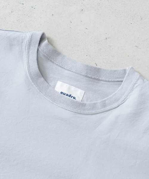 quadro(クオドロ)の「裏毛風二重織ストレッチポケ付きクルー(Tシャツ/カットソー・メンズ・ダークネイビー/オレンジ/ライトベージュ/ブルーグレー・LARGE/MEDIUM)」の9枚目の写真