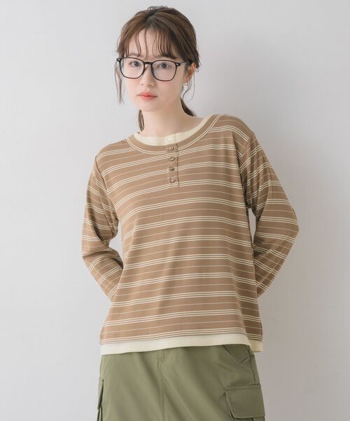 RETRO GIRL（レトロガール）の「アソートヘンリーネックTEE（Tシャツ/カットソー・レディース・ホワイト系その他/ブラウン系その他3/ブラック・FREE）」の17枚目の写真