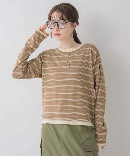 RETRO GIRL（レトロガール）の「アソートヘンリーネックTEE（Tシャツ/カットソー・レディース・ホワイト系その他/ブラウン系その他3/ブラック・FREE）」の18枚目の写真