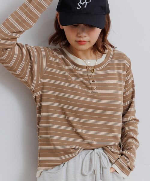 RETRO GIRL（レトロガール）の「アソートヘンリーネックTEE（Tシャツ/カットソー・レディース・ホワイト系その他/ブラウン系その他3/ブラック・FREE）」の7枚目の写真