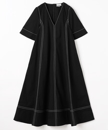 GANNI | GANNI/ガニー Stretch Cotton A-line Long Dress / A1030138 / ストレッチコットン Aライン ロングワンピース(ワンピース)