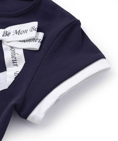 BeBe（ベベ）の「グログランBIGリボンモチーフスムース半袖Tシャツ(80~160cm)（Tシャツ/カットソー・キッズ・ネイビー/ホワイト・110cm/100cm/90cm/120cm/160cm/150cm/80ｃｍ/130cm/140cm）」の10枚目の写真