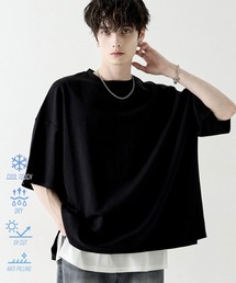 LILL（リル）の「高機能コットンポンチサイドスリット5分袖ドレープカットソー　UVカット　吸水　接触冷感　防シワ　抗ピリング（Tシャツ/カットソー）」