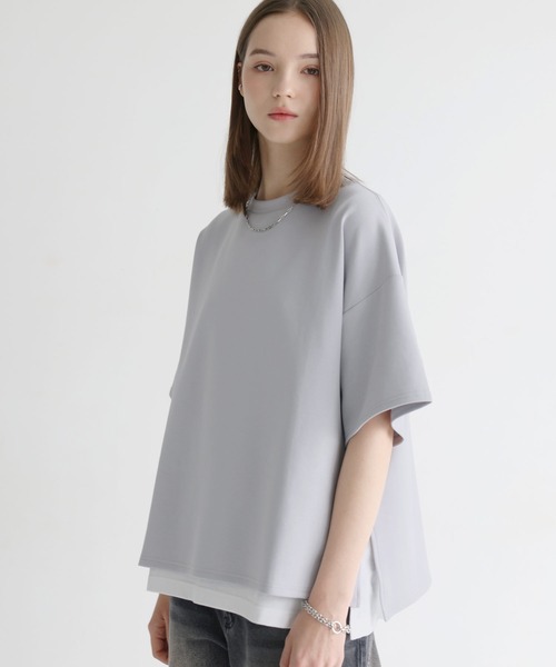 LILL（リル）の「高機能コットンポンチサイドスリット5分袖ドレープカットソー　UVカット　吸水　接触冷感　防シワ　抗ピリング（Tシャツ/カットソー・メンズ・グレー/ホワイト×ブラック/ブラック/ブルーグレー/ワイン/ホワイト/ブラック×ホワイト・XS/S/M/L）」の20枚目の写真