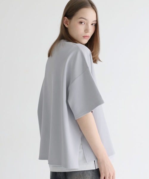 LILL（リル）の「高機能コットンポンチサイドスリット5分袖ドレープカットソー　UVカット　吸水　接触冷感　防シワ　抗ピリング（Tシャツ/カットソー・メンズ・グレー/ホワイト×ブラック/ブラック/ブルーグレー/ワイン/ホワイト/ブラック×ホワイト・XS/S/M/L）」の21枚目の写真