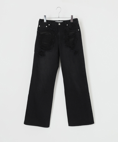 Oriens JOURNAL STANDARD(オリエンス ジャーナルスタンダード)の「ブロークンダメージデニムパンツ(デニムパンツ・レディース・ブラック/ライトブルー・36/38)」の10枚目の写真