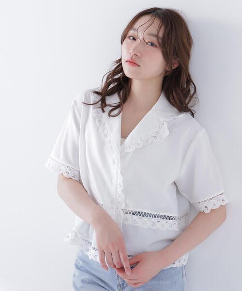 NATURAL BEAUTY BASIC(ナチュラルビューティーベーシック)の「レーストリンミングシャツ(シャツ/ブラウス・レディース・ブラック/オフホワイト・FREE)」の16枚目の写真