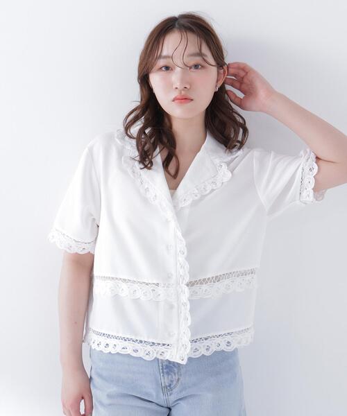 NATURAL BEAUTY BASIC(ナチュラルビューティーベーシック)の「レーストリンミングシャツ(シャツ/ブラウス・レディース・ブラック/オフホワイト・FREE)」の20枚目の写真