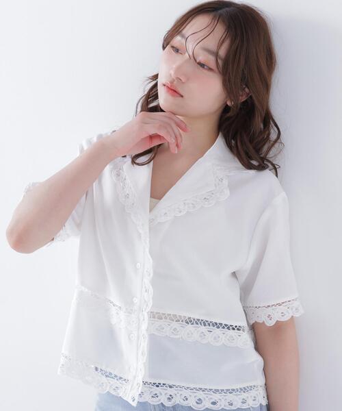 NATURAL BEAUTY BASIC(ナチュラルビューティーベーシック)の「レーストリンミングシャツ(シャツ/ブラウス・レディース・ブラック/オフホワイト・FREE)」の12枚目の写真