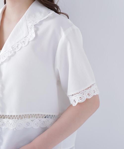 NATURAL BEAUTY BASIC(ナチュラルビューティーベーシック)の「レーストリンミングシャツ(シャツ/ブラウス・レディース・ブラック/オフホワイト・FREE)」の10枚目の写真