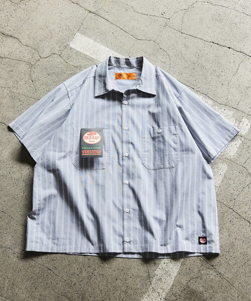RED KAP（レッドキャップ）の「RED KAP/レッドキャップ 別注 ブロード レジメントストライプ クロップド丈 ワークシャツ（シャツ/ブラウス・メンズ・グレー/サックスブルー/ブラック・MEDIUM/LARGE）」の5枚目の写真