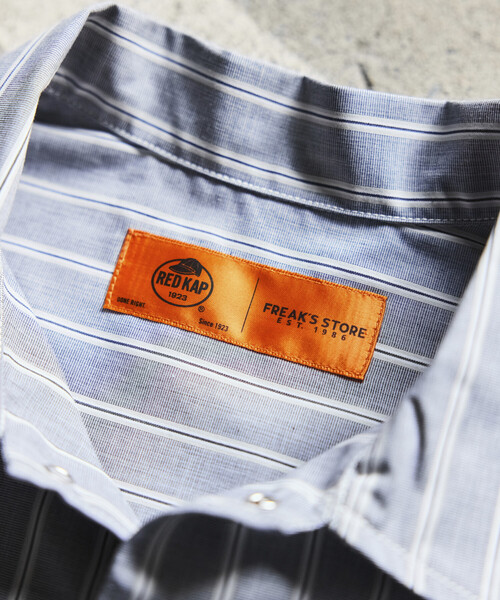 RED KAP（レッドキャップ）の「RED KAP/レッドキャップ 別注 ブロード レジメントストライプ クロップド丈 ワークシャツ（シャツ/ブラウス・メンズ・グレー/サックスブルー/ブラック・MEDIUM/LARGE）」の8枚目の写真