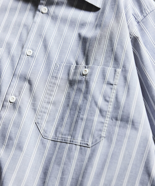 RED KAP（レッドキャップ）の「RED KAP/レッドキャップ 別注 ブロード レジメントストライプ クロップド丈 ワークシャツ（シャツ/ブラウス・メンズ・グレー/サックスブルー/ブラック・MEDIUM/LARGE）」の9枚目の写真