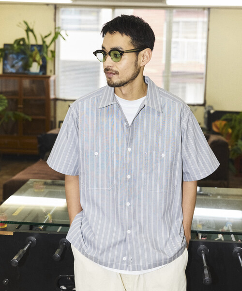 RED KAP（レッドキャップ）の「RED KAP/レッドキャップ 別注 ブロード レジメントストライプ クロップド丈 ワークシャツ（シャツ/ブラウス・メンズ・グレー/サックスブルー/ブラック・MEDIUM/LARGE）」の21枚目の写真