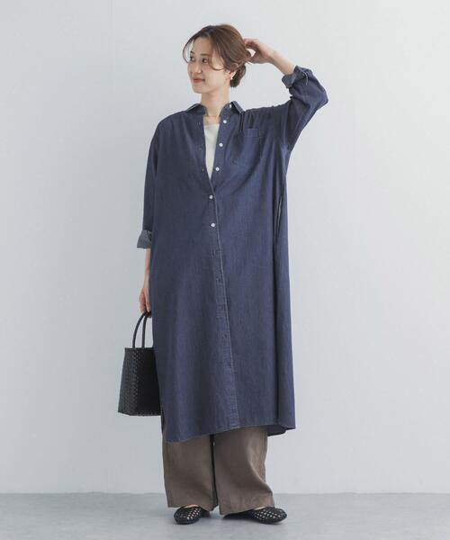 URBAN RESEARCH DOORS(アーバンリサーチドアーズ)の「ライトコットンデニムシャツワンピース(ワンピース・レディース・ライトインディゴブルー/インディゴブルー・FREE)」の15枚目の写真