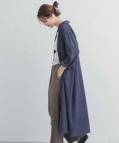 URBAN RESEARCH DOORS(アーバンリサーチドアーズ)の「ライトコットンデニムシャツワンピース(ワンピース・レディース・ライトインディゴブルー/インディゴブルー・FREE)」の18枚目の写真