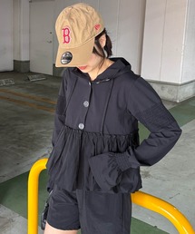 ISOOK（アイスー）の「UVカットペプラムフーディ (comochi original) / UVパーカー 紫外線カット フード付き ペプラムトップス（パーカー）」