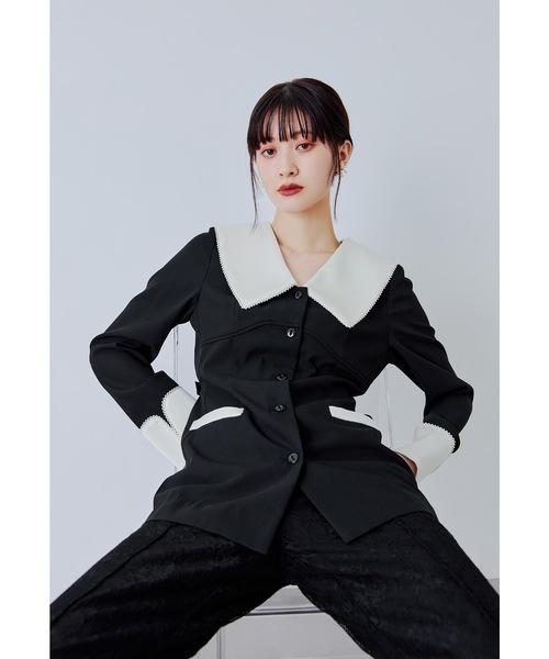 niana(ニアナ)の「コントラストカラーセットアップドレス 2点セット パンツドレス レース セパレート 結婚式 成人式 二次会 同窓会 セレモニー パーティードレス オケージョンドレス お呼ばれ(パンツドレス・レディース・ブラック・M/S/L)」の7枚目の写真
