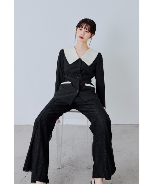 niana(ニアナ)の「コントラストカラーセットアップドレス 2点セット パンツドレス レース セパレート 結婚式 成人式 二次会 同窓会 セレモニー パーティードレス オケージョンドレス お呼ばれ(パンツドレス・レディース・ブラック・M/S/L)」の8枚目の写真