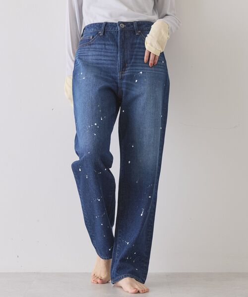 AMERICAN HOLIC（アメリカンホリック）の「ルーズストレートペイントデニム（デニムパンツ・レディース・インディゴブルー/ライトインディゴブルー/ホワイト・M/S/L）」の7枚目の写真