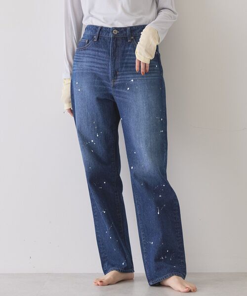 AMERICAN HOLIC（アメリカンホリック）の「ルーズストレートペイントデニム（デニムパンツ・レディース・インディゴブルー/ライトインディゴブルー/ホワイト・M/S/L）」の8枚目の写真