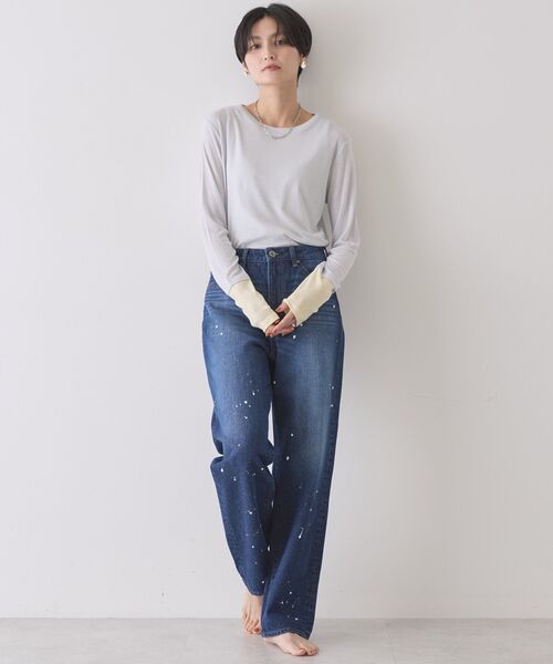 AMERICAN HOLIC（アメリカンホリック）の「ルーズストレートペイントデニム（デニムパンツ・レディース・インディゴブルー/ライトインディゴブルー/ホワイト・M/S/L）」の19枚目の写真