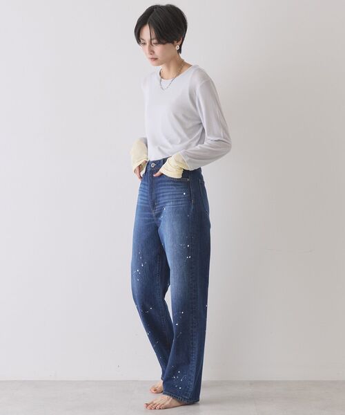 AMERICAN HOLIC（アメリカンホリック）の「ルーズストレートペイントデニム（デニムパンツ・レディース・インディゴブルー/ライトインディゴブルー/ホワイト・M/S/L）」の20枚目の写真