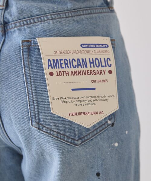 AMERICAN HOLIC(アメリカンホリック)の「ルーズストレートペイントデニム(デニムパンツ・レディース・インディゴブルー/ライトインディゴブルー/ホワイト・M/S/L)」の18枚目の写真