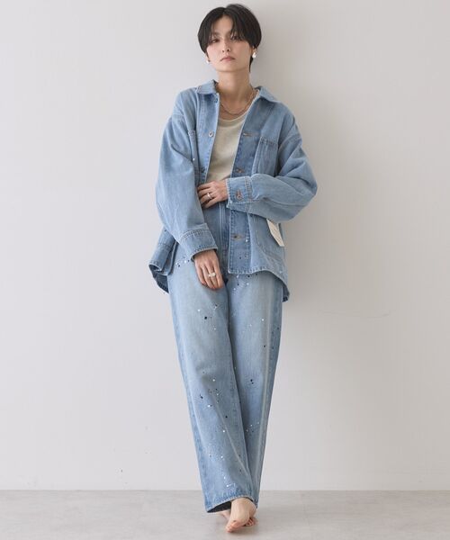AMERICAN HOLIC(アメリカンホリック)の「ルーズストレートペイントデニム(デニムパンツ・レディース・インディゴブルー/ライトインディゴブルー/ホワイト・M/S/L)」の21枚目の写真