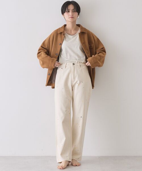 AMERICAN HOLIC（アメリカンホリック）の「ルーズストレートペイントデニム（デニムパンツ・レディース・インディゴブルー/ライトインディゴブルー/ホワイト・M/S/L）」の12枚目の写真