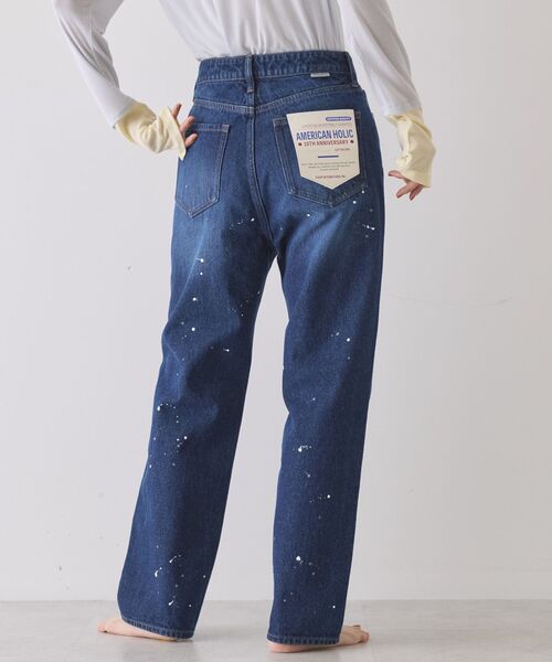 AMERICAN HOLIC（アメリカンホリック）の「ルーズストレートペイントデニム（デニムパンツ・レディース・インディゴブルー/ライトインディゴブルー/ホワイト・M/S/L）」の15枚目の写真