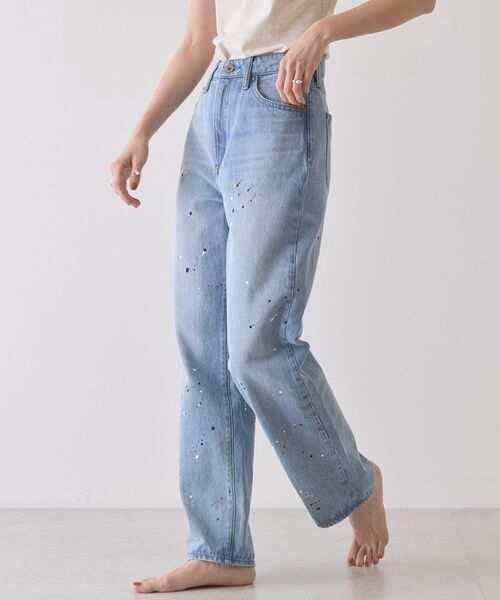 AMERICAN HOLIC（アメリカンホリック）の「ルーズストレートペイントデニム（デニムパンツ・レディース・インディゴブルー/ライトインディゴブルー/ホワイト・M/S/L）」の16枚目の写真