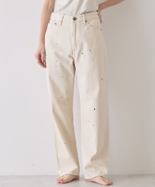 AMERICAN HOLIC（アメリカンホリック）の「ルーズストレートペイントデニム（デニムパンツ・レディース・インディゴブルー/ライトインディゴブルー/ホワイト・M/S/L）」の2枚目の写真