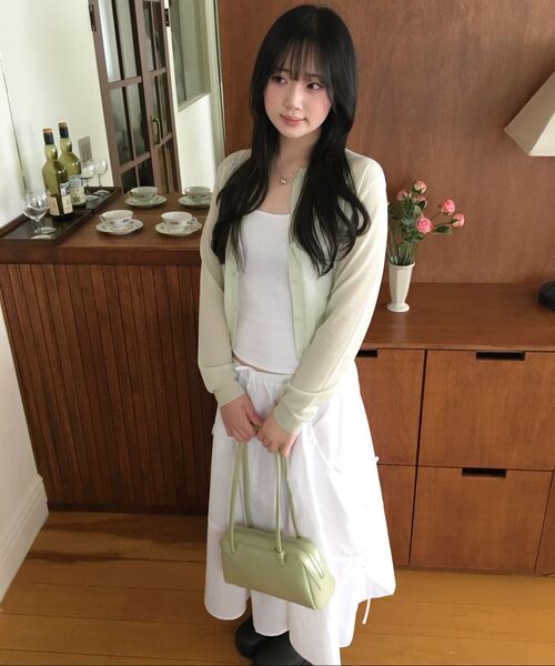 MUSINSA STANDARD WOMAN（ムシンサスタンダードウーマン）の「ウィメンズナイロンルチッドロングスカート[ホワイト]（スカート・レディース・その他・X-SMALL/LARGE/MEDIUM/SMALL）」の18枚目の写真