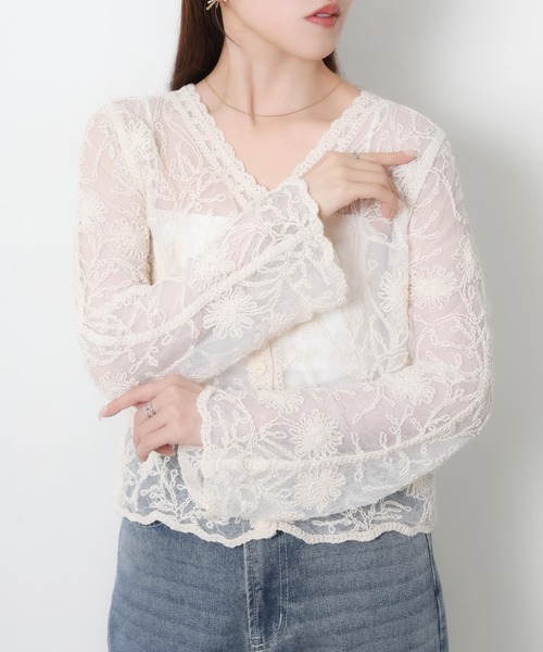 Riberry(リベリー)の「かぎ針編みレースカーディガン(カーディガン/ボレロ・レディース・ブラック/キナリ・MEDIUM)」の17枚目の写真