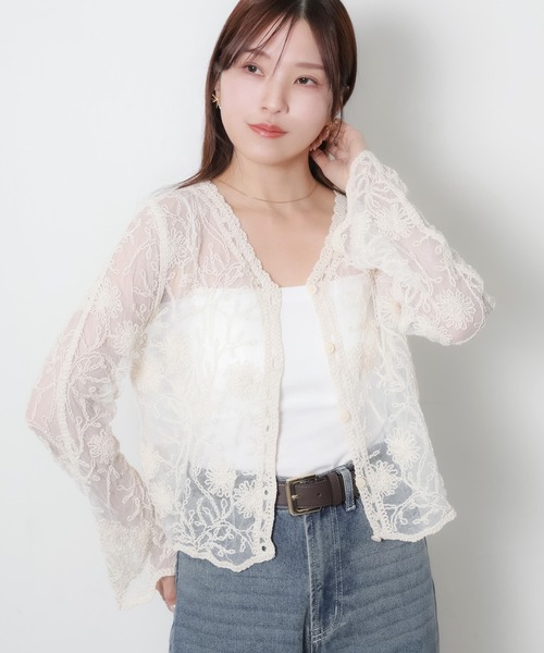 Riberry(リベリー)の「かぎ針編みレースカーディガン(カーディガン/ボレロ・レディース・ブラック/キナリ・MEDIUM)」の16枚目の写真