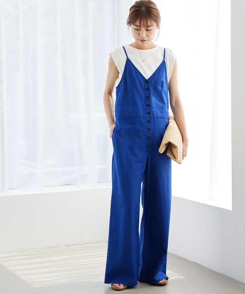 JOURNAL STANDARD relume（ジャーナルスタンダード　レリューム）の「《WEB限定追加/2枚セット》手洗い可 / タンクトップ付きキャミサロペット（サロペット/オーバーオール・レディース・ブルー/ブラック・FREE）」の2枚目の写真