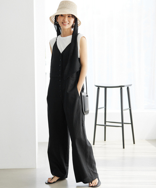 JOURNAL STANDARD relume（ジャーナルスタンダード　レリューム）の「《WEB限定追加/2枚セット》手洗い可 / タンクトップ付きキャミサロペット（サロペット/オーバーオール・レディース・ブルー/ブラック・FREE）」の3枚目の写真