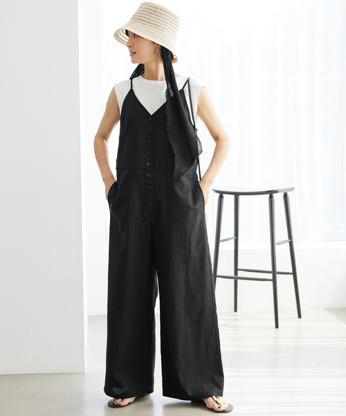 JOURNAL STANDARD relume（ジャーナルスタンダード　レリューム）の「《WEB限定追加/2枚セット》手洗い可 / タンクトップ付きキャミサロペット（サロペット/オーバーオール・レディース・ブルー/ブラック・FREE）」の4枚目の写真