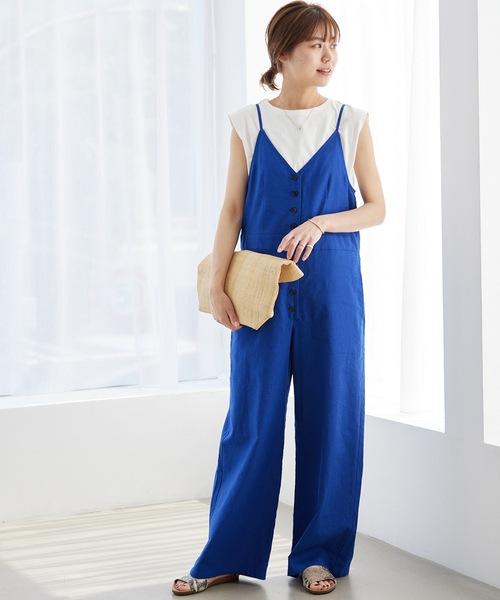 JOURNAL STANDARD relume（ジャーナルスタンダード　レリューム）の「《WEB限定追加/2枚セット》手洗い可 / タンクトップ付きキャミサロペット（サロペット/オーバーオール・レディース・ブルー/ブラック・FREE）」の7枚目の写真