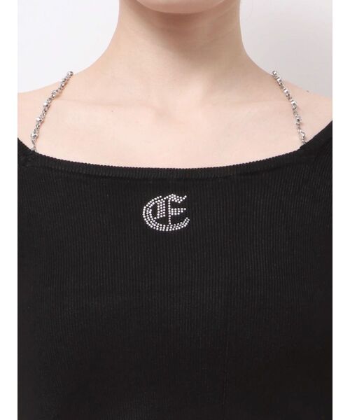 EVRIS（エヴリス）の「【着用動画あり！】ワンポイントビジューチェーンサマーニットトップス（ニット/セーター・レディース・ピンク/ブラック/ホワイト・FREE）」の12枚目の写真