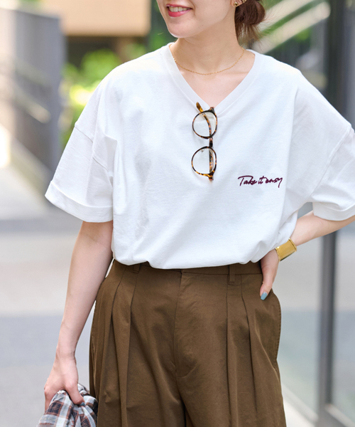JOURNAL STANDARD relume(ジャーナルスタンダード レリューム)の「《追加》刺繍ロゴハーフスリーブT(Tシャツ/カットソー・レディース・グレー/ブラウン/ホワイト・FREE)」の18枚目の写真