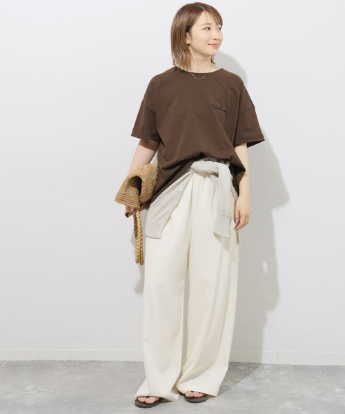 JOURNAL STANDARD relume(ジャーナルスタンダード レリューム)の「《追加》刺繍ロゴハーフスリーブT(Tシャツ/カットソー・レディース・グレー/ブラウン/ホワイト・FREE)」の8枚目の写真