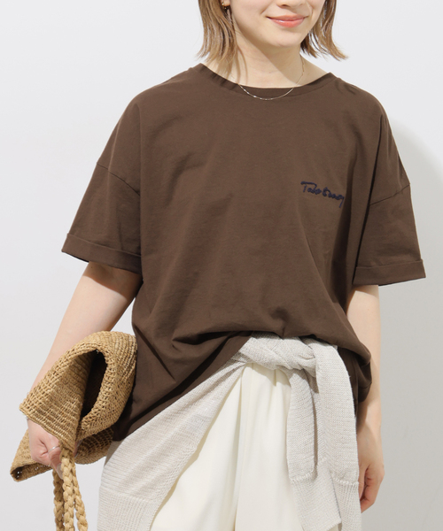 JOURNAL STANDARD relume(ジャーナルスタンダード レリューム)の「《追加》刺繍ロゴハーフスリーブT(Tシャツ/カットソー・レディース・グレー/ブラウン/ホワイト・FREE)」の12枚目の写真