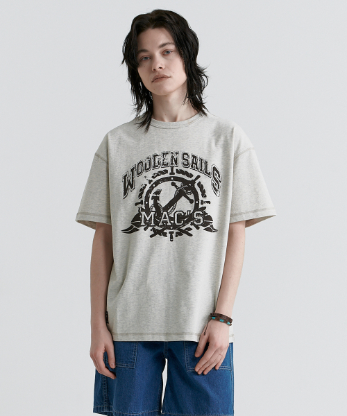 MAGOODGAN（メックウッドガン）の「スウェグバー3592 アンカー オーバーサイズ オートミール 半袖Tシャツ（Tシャツ/カットソー・レディース・その他・SMALL/MEDIUM/LARGE/X-LARGE）」の3枚目の写真