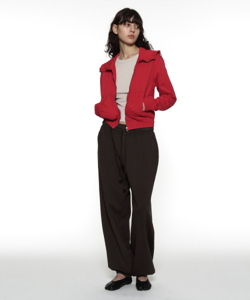 PARTIMENTO WOMEN(パルティメントウィメン)の「PWC シャーリングフードパーカー ジップアップ_8カラー(パーカー・レディース・ダークブラウン/パープル/グレー/カーキ/アイボリー/バーガンディー/チャコール/レッド・SMALL/MEDIUM)」の9枚目の写真